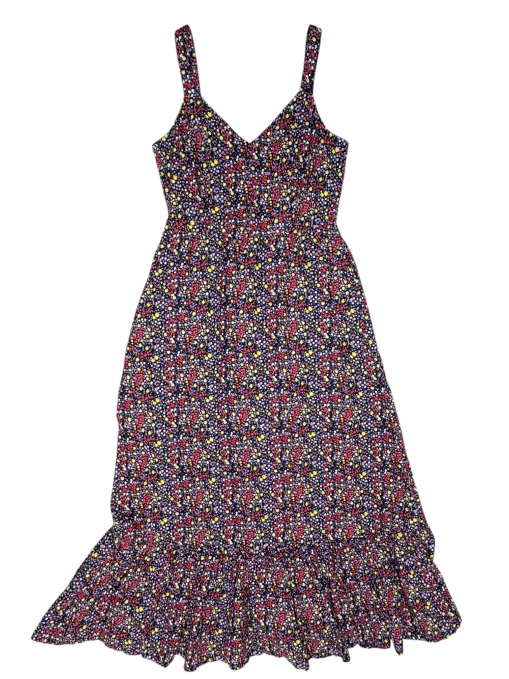 J. CREW Linen Cotton Maxi Dress Size 2 Tiny Floral Strappy NWOT Cottage Prairie